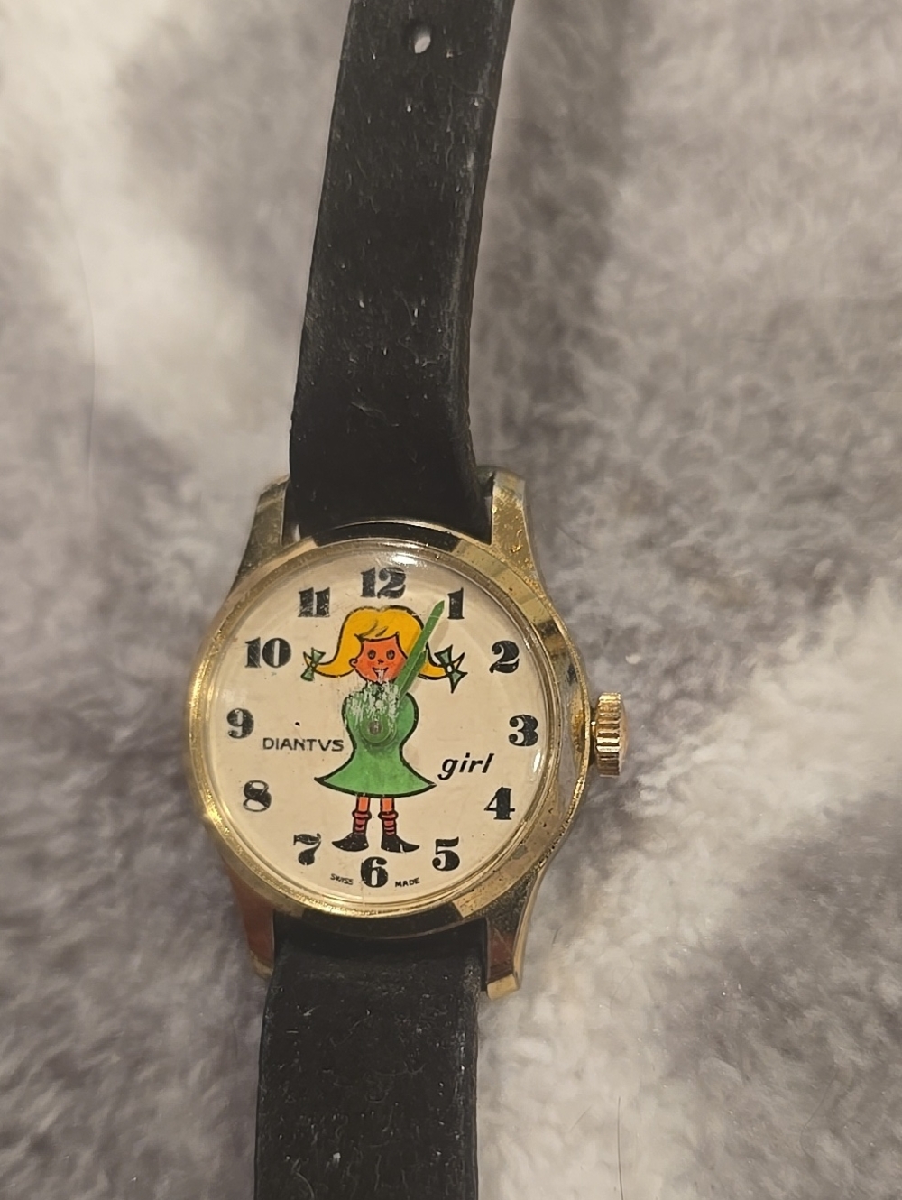 Vintage wind-up Diantus Girl Advertising Character Watch